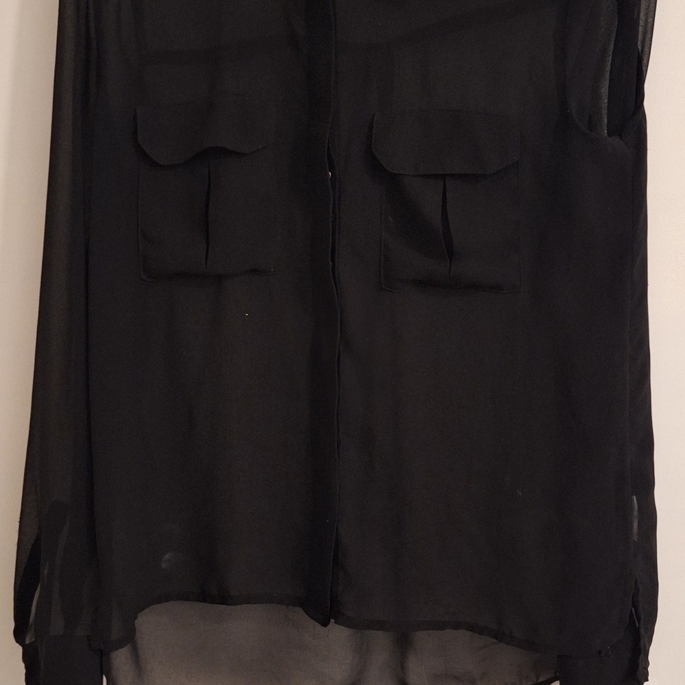 Sheer Black Button-Up Blouse